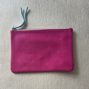 Tous Fuchsia Clutch with Blue Wristlet